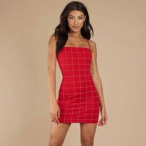 Tiger Mist Red Plaid Bodycon Mini Dress Size XS Baddie Clubbing Night Out Party